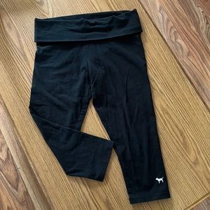 Cropped fold over PINK leggings w sequins